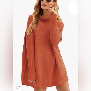 Fall Turtleneck Batwing Sleeve Slouchy Oversized Ribbed Knit Tunic Sweater - XS